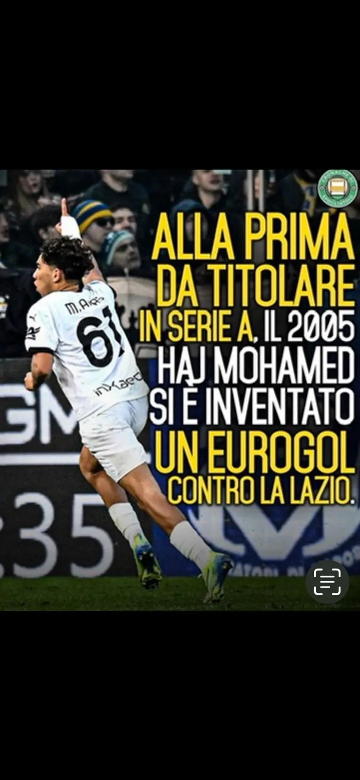 Anas Haj Mohamed con la maglia del Parma