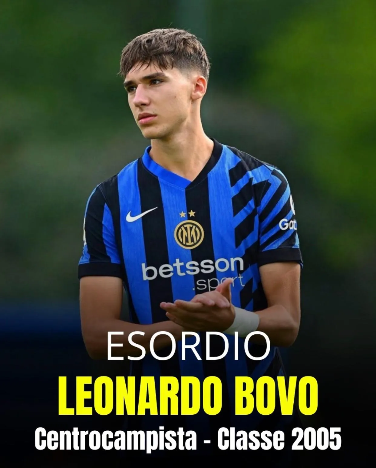 Leonardo Bovo con la maglia dell’Inter
